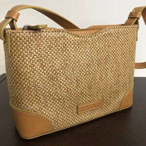 Kenneth Cole Reaction Tan Woven Straw Shoulder Bag Purse